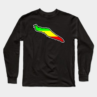 Texada Island Silhouette in Colourful Rasta Flag Pattern - Rastafarian Colours - Texada Island Long Sleeve T-Shirt